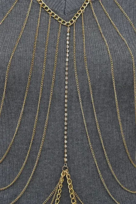 296 - Austrian Crystal Layered Body Chain Necklace - Image 4