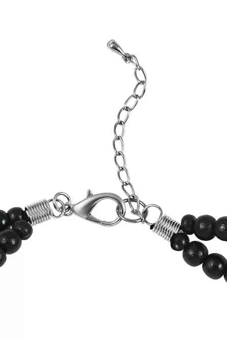 22 - Black Wooden Beaded Double Row Necklace - Image 4