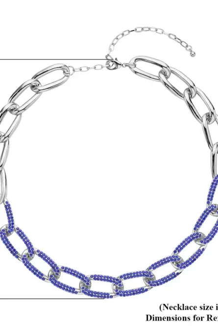 24 - Blue Austrian Crystal Paperclip Link Necklace - Image 4