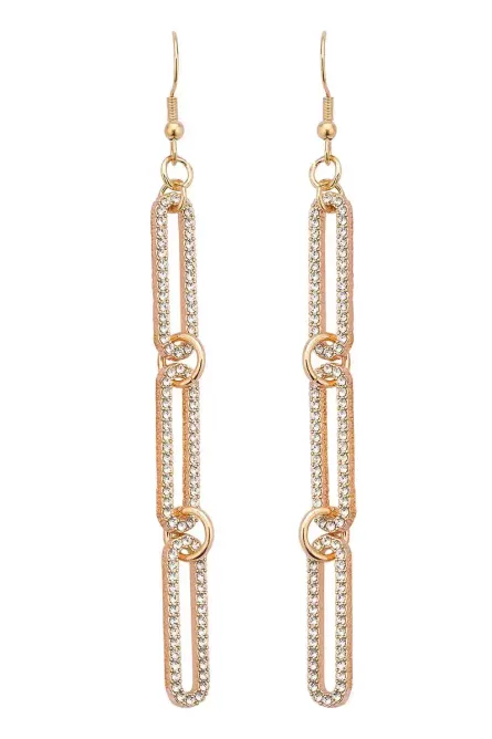 77 - Crystal Link Drop Earrings - Image 1
