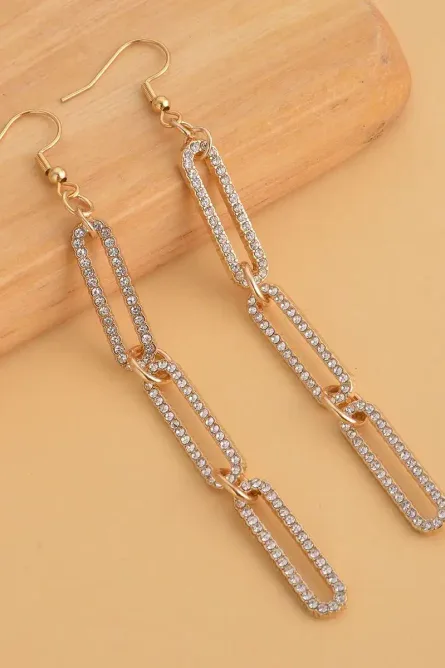 77 - Crystal Link Drop Earrings - Image 2