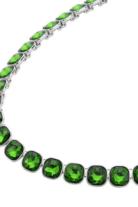 23 - Simulated Emerald Green Crystal Tennis Necklace - Image 3