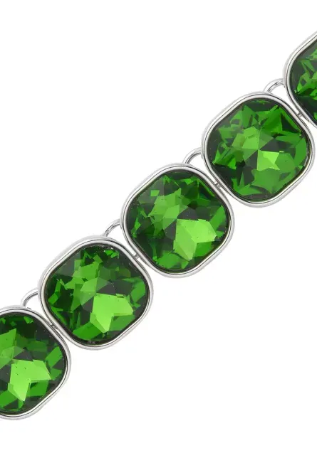 23 - Simulated Emerald Green Crystal Tennis Necklace - Image 4