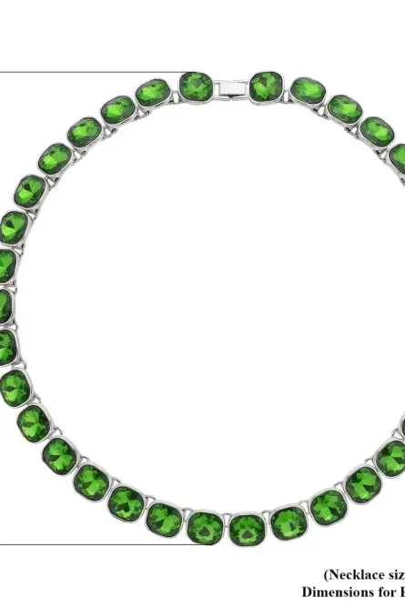 23 - Simulated Emerald Green Crystal Tennis Necklace - Image 5