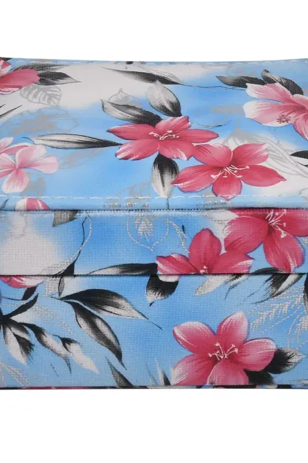 Floral Faux Leather Travel Jewelry Box with Mirror - Image 2