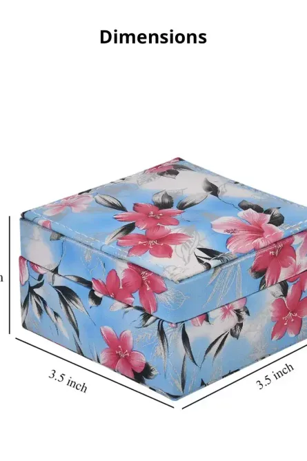 Floral Faux Leather Travel Jewelry Box with Mirror - Image 4