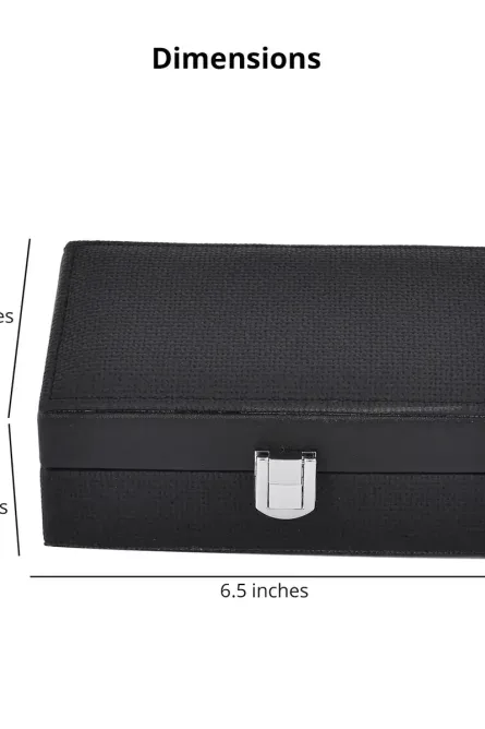 Embossed Faux Leather Jewelry Box with Mirror and Lock - Image 5