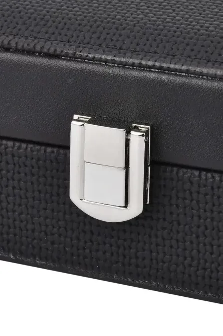 Embossed Faux Leather Jewelry Box with Mirror and Lock - Image 6