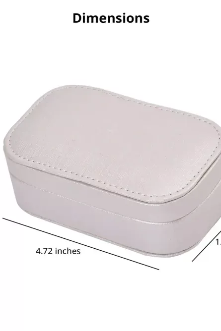 Cream Faux Leather Oval Travel Jewelry Box - Image 5