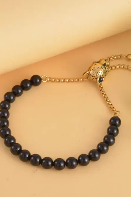 371 - Panther Power Black Agate Bolo Bracelet - Image 2
