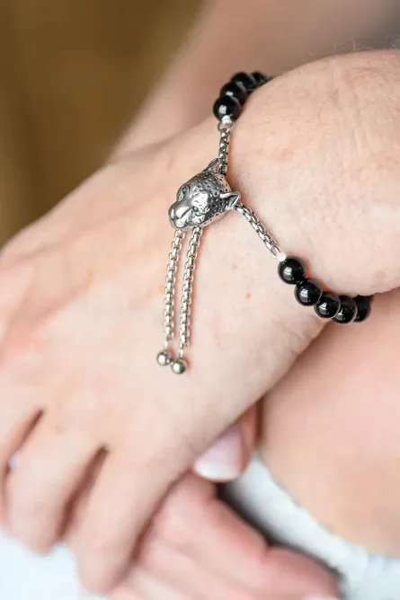 371 - Panther Power Black Agate Bolo Bracelet - Image 3