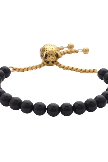 371 - Panther Power Black Agate Bolo Bracelet - Image 4