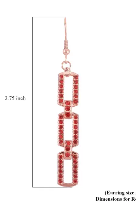 77 - Red Austrian Crystal Chain-Link Dangle Earrings - Image 5