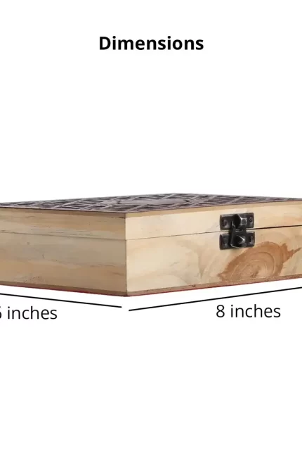 Cream Abstract Pine Wooden Jewelry Box - Image 4