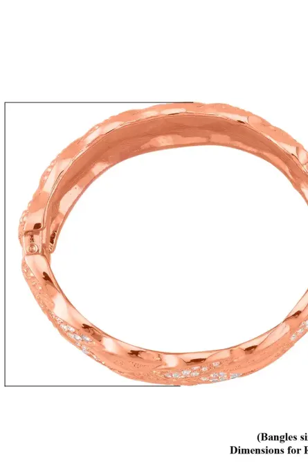 321 - Rose Gold Woven Pavé Crystal Statement Bangle - Image 7