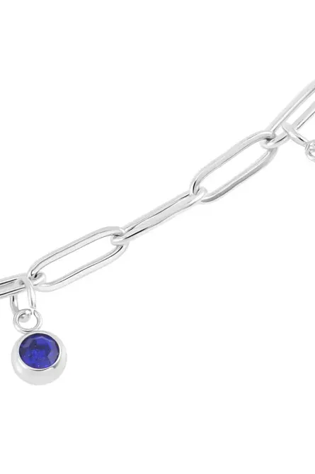 24 - Blue Austrian Crystal Paper Clip Chain Station Necklace - Image 3