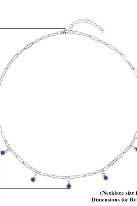 24 - Blue Austrian Crystal Paper Clip Chain Station Necklace - Image 5