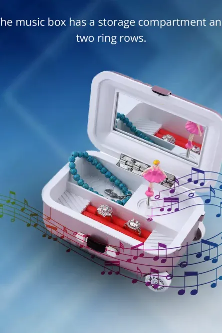 Suitcase Music Jewelry Box with Mirror & Dancing Ballerina - Image 6