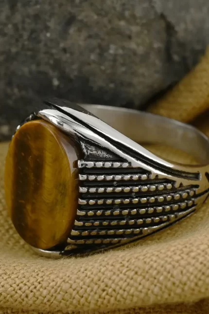702 - Tiger's Eye Men's Ring - Image 4