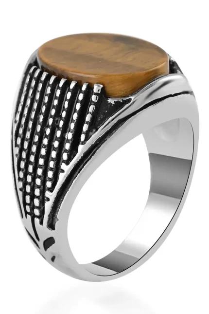 702 - Tiger's Eye Men's Ring - Image 3