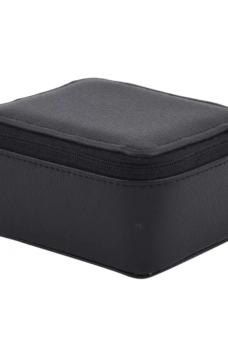 Compact Faux Leather Travel Jewelry Box with Zip Closure - Image 6