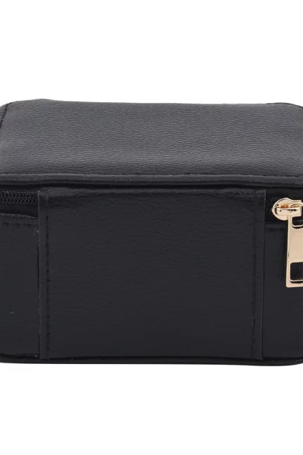 Black Faux Leather Double Protection Jewelry Box