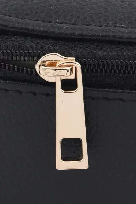 Compact Faux Leather Travel Jewelry Box with Zip Closure - Image 3