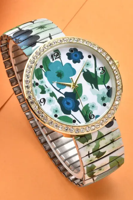 STRADA Floral Crystal Stretch Watch - Image 2