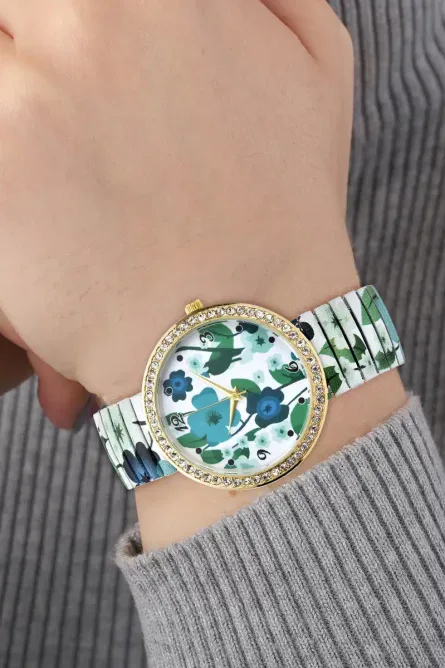 STRADA Floral Crystal Stretch Watch - Image 3