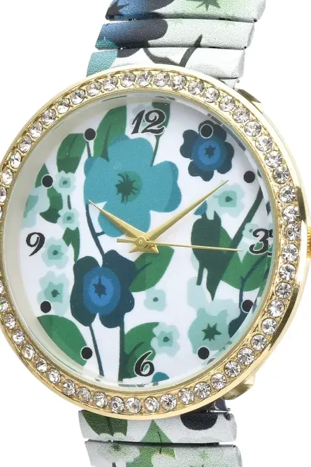STRADA Floral Crystal Stretch Watch - Image 4