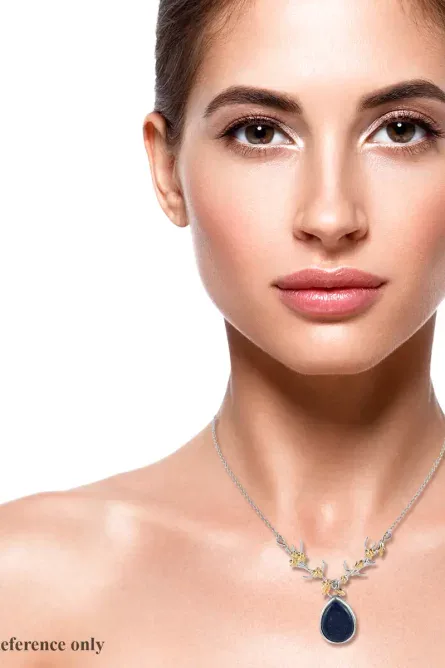 24 - Gold Plated Lapis Lazuli Drop Necklace - Image 3