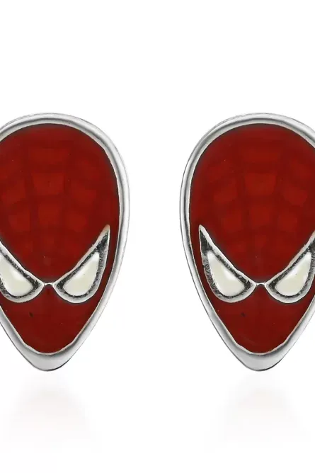 81 - Red Web Mask Stud Earrings - Image 1