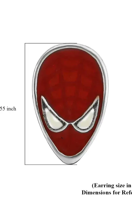 81 - Red Web Mask Stud Earrings - Image 5