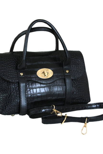 Luxury Black Vegan Leather Satchel Handbag