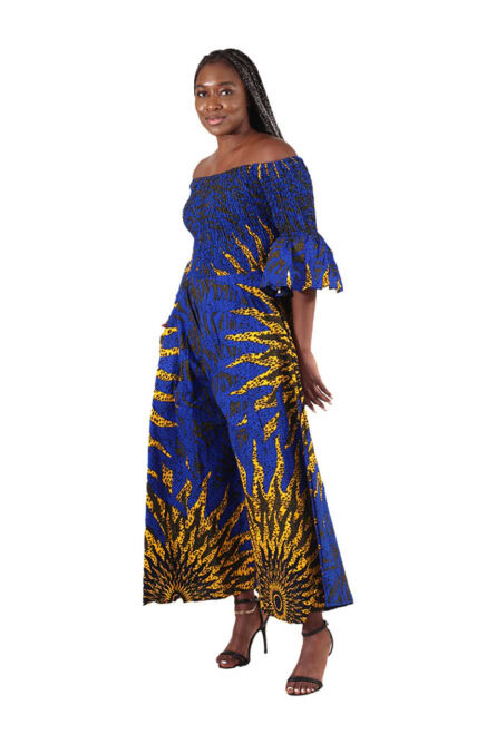0066 - Golden Eclipse Ankara Jumpsuit - Image 4