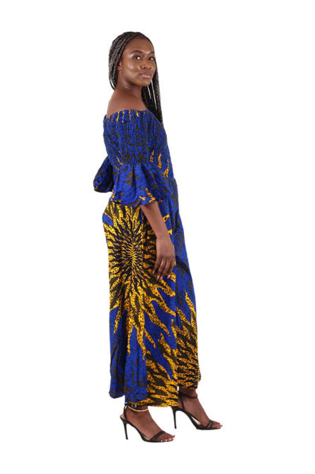 0066 - Golden Eclipse Ankara Jumpsuit - Image 3