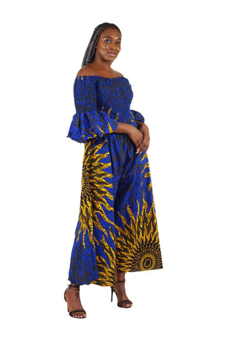 0066 - Golden Eclipse Ankara Jumpsuit - Image 2