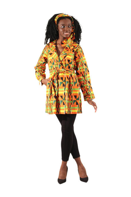 African Print Lightweight Wrap Blazer - Image 3