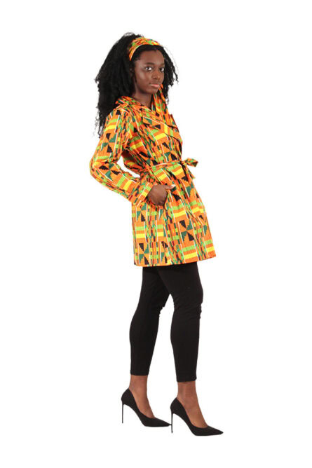 African Print Lightweight Wrap Blazer - Image 2
