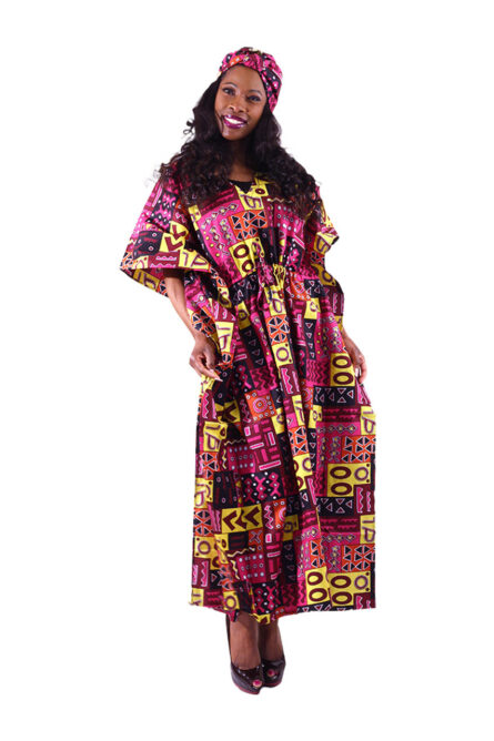 0076 - Pink Majesty Drawstring Kaftan - Image 2