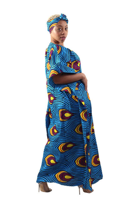 0076 - Blue Mirage Peacock Kaftan Set - Image 2