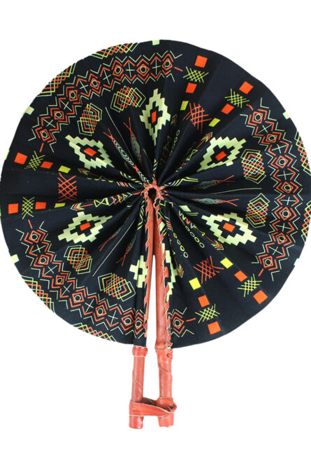 Black African Print Folding Fan - Image 1