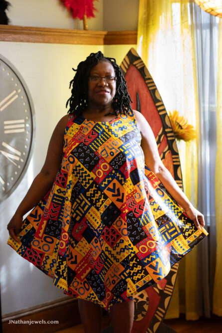 0001 - Patchwork Radiance African Print Umbrella Dress