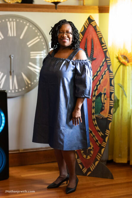 0005 - Indigo Grace Off-Shoulder Denim Dress - Image 4