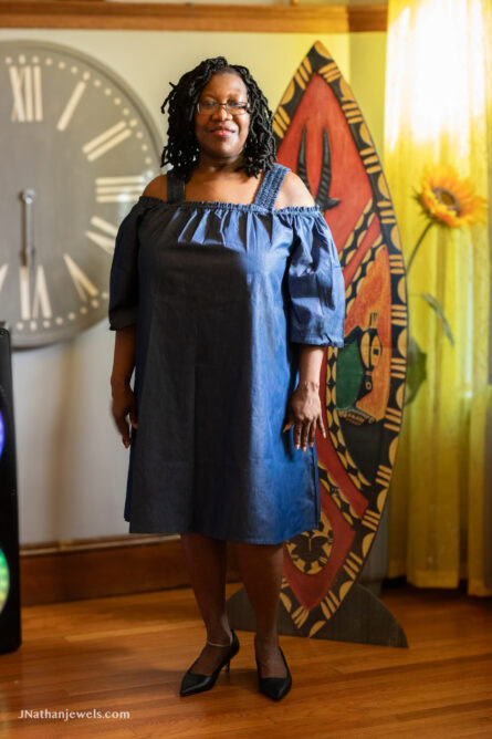 0005 - Indigo Grace Off-Shoulder Denim Dress - Image 3