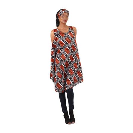 0001 - Black and Brown African Print Umbrella Dress