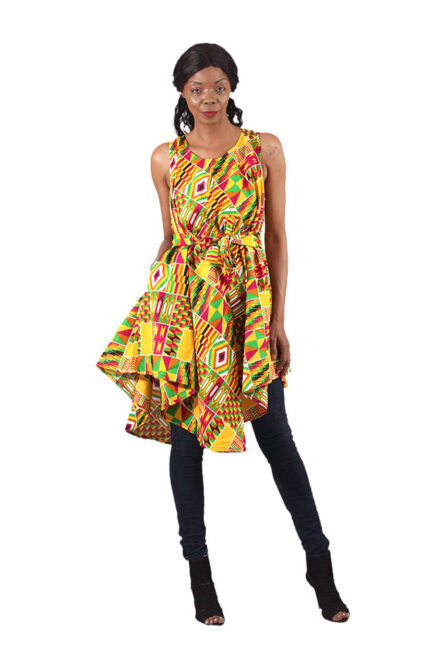 0001 - Kente Flair Asymmetrical Dress