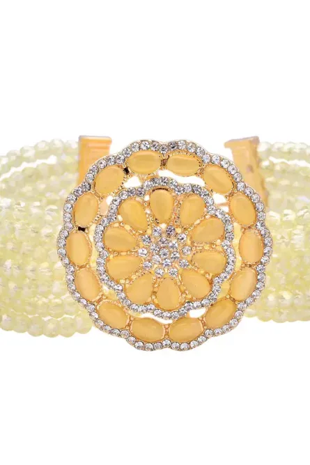 38 - Yellow Bloom Multi-Strand Crystal Bracelet - Image 1