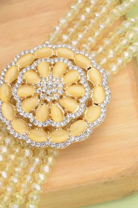 38 - Yellow Bloom Multi-Strand Crystal Bracelet - Image 3