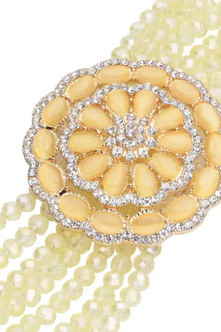 38 - Yellow Bloom Multi-Strand Crystal Bracelet - Image 4